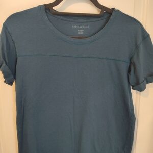 American Eagle Outfitters Women's Short Sleeve Tee in Teal Blue